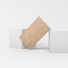 Blank cardboard business card Mockup, 3d rendering
