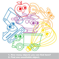Fototapeta premium Cute toy transport mishmash set in vector.
