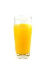 Fresh orange juice isolated on a white background. Close up