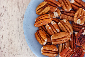 Pecan nuts in a plate