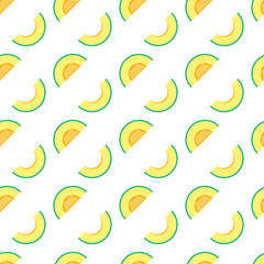 Flat design melon slices seamless pattern background.