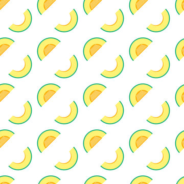 Flat design melon slices seamless pattern background.