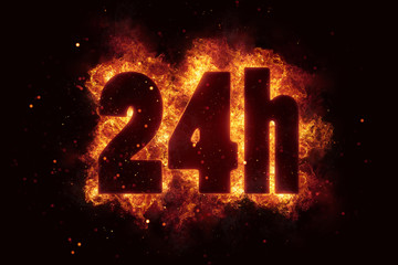 24h icon fire explode text flames hot