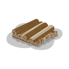 Stacked Wood Isolated Vector. Firewood Elements