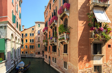 Picturesque view on beautiful Venetian canal, Venice, Italy