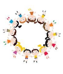 Fototapeta premium Kids and children behind Placard, vector.