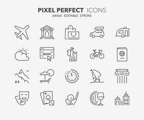 travel and tourism thin line icons 2