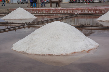Qigu Salt Mountain, Taiwan- March 11, 2017: salt pan in Qigu Salt Mountain, Taiwan