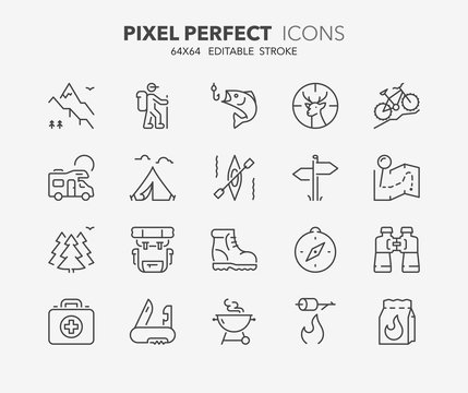 outdoor and camping thin line icons 1