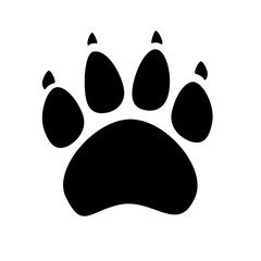 Black silhouette of animal footprints on white background. Cats and dogs paw icon.