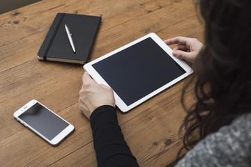 Woman using tablet pc
