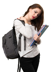 Student woman with neck pain