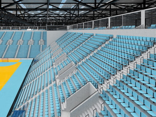 Obraz premium Beautiful sports arena for handball with sky blue seats and VIP boxes - 3d render