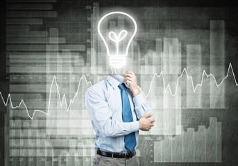 Man thinking over his idea