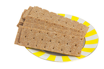 crispy rye bread isolated on white