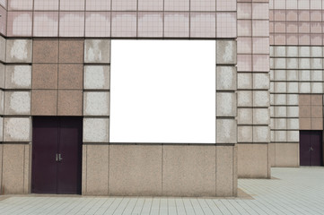 Street, Banner - Sign, Lighting Equipment, Billboard, Advertisement,Large blank billboard on a street wall,  banners with room to add your own text