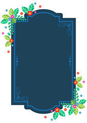 Wedding card template with decorative frame and flowers