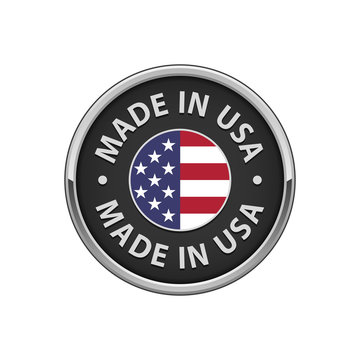 Round "Made in USA" badge with USA flag
