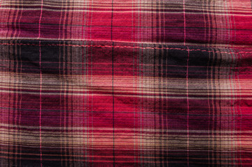 Closed up Texture of tablecloth, gingham pattern in red, white and navy blue, checked pattern