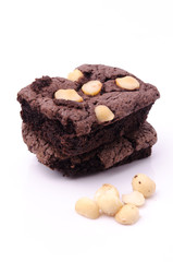chocolate brownies on wooden