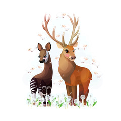 Obraz premium vector painting fantasy concept. Nursery wall art for kids. Hand drawn cartoon animal character 16