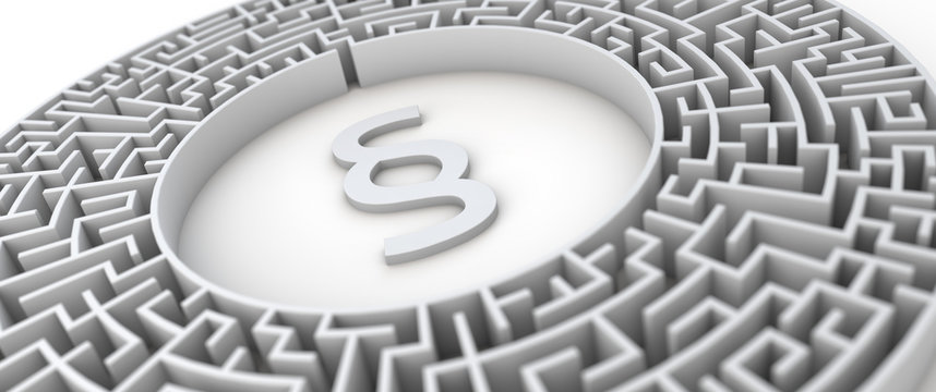 Paragraph in Labyrinth - Konzept Gesetze, Steuern, Finanzamt, B&uuml;rokratie