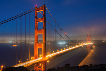 Fototapeta na wymiar Golden Gate Bridge at night, San Francisco.