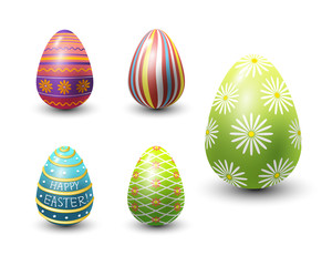 Easter eggs painted with spring pattern vector illustration.