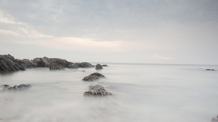 Beautiful scenery during sunrise at Pandak Beach located in Terengganu, Malaysia