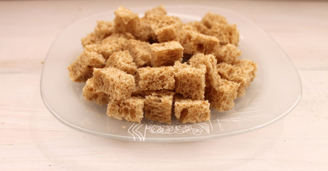 
Bread rye with bran cut for croutons