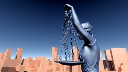 Obraz premium Statue of justice, Crime in city concept, Temida - Themis 3d rendering