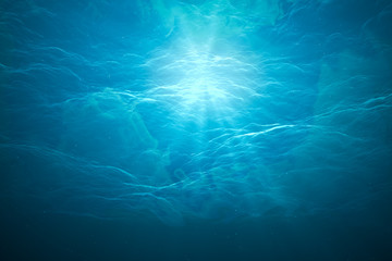Fototapeta na wymiar 3D rendered illustration of sun rays under water. Undersea background.