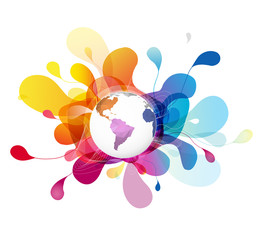 Abstract colored background with polygonal globe.