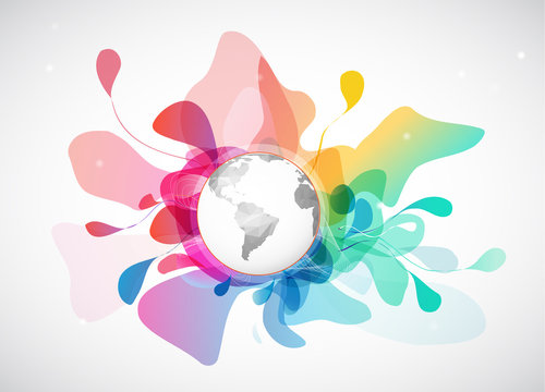 Abstract colored background with polygonal globe.