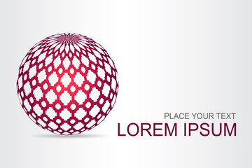 Logo stylized spherical surface with abstract shapes