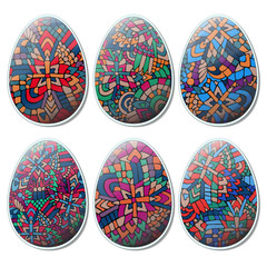 Easter zentangle eggs set tribal abstract 1