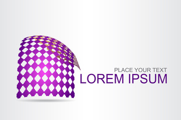 Logo stylized spherical surface with abstract shapes