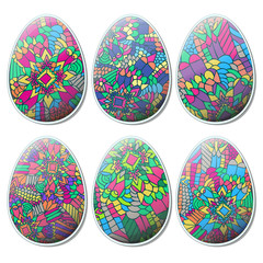 Easter zentangle eggs set tribal abstract 2