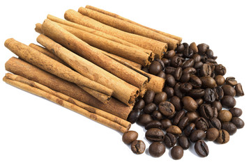 grain coffee and sticks cinnamon