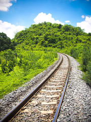Fototapeta na wymiar Railway track into the mountain