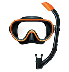 Dive mask and snorkel for professionals. Vector illustration - obrazy, fototapety, plakaty