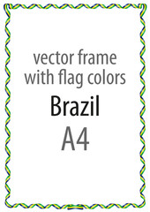Frame and border of ribbon with the colors of the Brazil flag