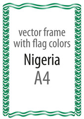 Frame and border of ribbon with the colors of the Nigeria flag
