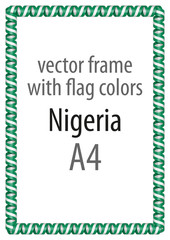 Frame and border of ribbon with the colors of the Nigeria flag