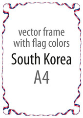 Frame and border of ribbon with the colors of the South Korea flag