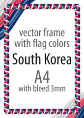 Obraz premium Frame and border of ribbon with the colors of the South Korea flag