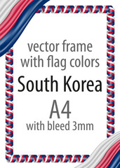 Frame and border of ribbon with the colors of the South Korea flag
