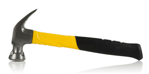 steel carpenter's hammer on a white background