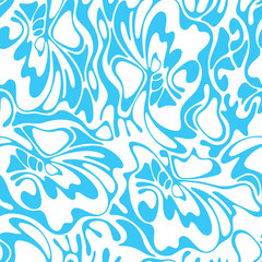 Fototapeta na wymiar Vector color seamless swirl sea background. Blue abstract floral texture.