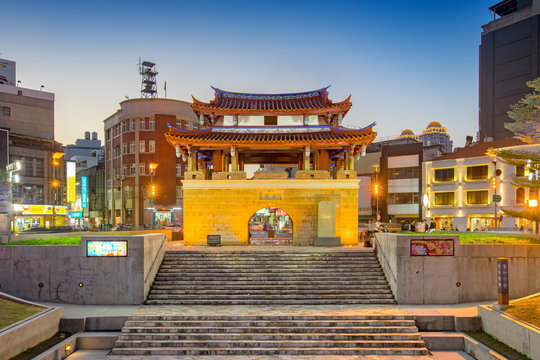 An ancient chinese castle in Hsinchu city at night